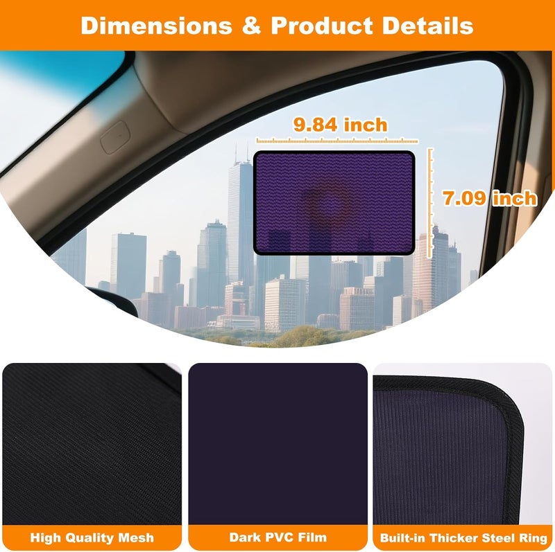 KOCZIL Square Static Cling Car Window Shades for Windshield & Side Windows – Universal Fit (9.84" x 7.09") Driver Side Window Sunshade, Glare-Reducing Window Cover with Durable Mesh & Dark PVC Film - Image 5